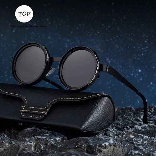2025 New Nd Zoom Men's Sunglasses, Manually Adjustable Dimming Round Frame, High-end Polarized Fishing Glasses