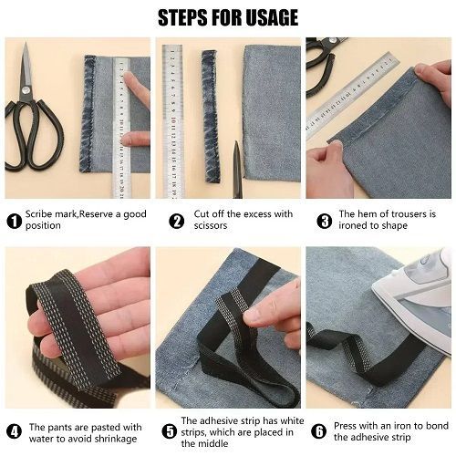 78inch or 2m Pants Edge Shorten Self Adhesive Pant Mouth Paste Iron on Hem Fabric Fusing Hemming Ironing DIY Sewing Tape Stitch