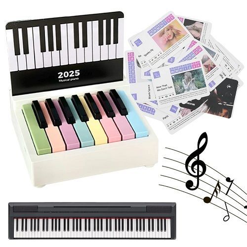 Taylor Piano Calendar 2025 Music Sheets Toy Desktop Peripheral Ornaments with 27 Music Calendar Cards 52 Songs Gift for Fans