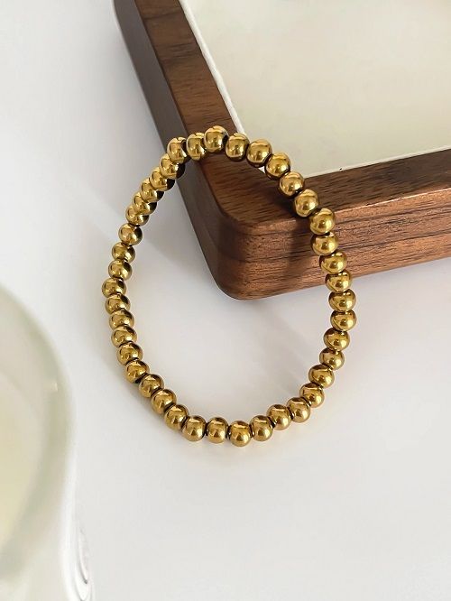 Peri'sbox 3 4 5 6 7mm Stainless Steel Beaded Bracelets for Women Men Solid Gold Plated Free Tarnish Fashion Jewelry Party Gifts