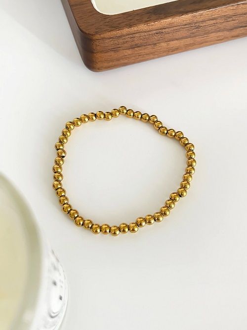 Peri'sbox 3 4 5 6 7mm Stainless Steel Beaded Bracelets for Women Men Solid Gold Plated Free Tarnish Fashion Jewelry Party Gifts