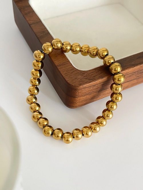 Peri'sbox 3 4 5 6 7mm Stainless Steel Beaded Bracelets for Women Men Solid Gold Plated Free Tarnish Fashion Jewelry Party Gifts