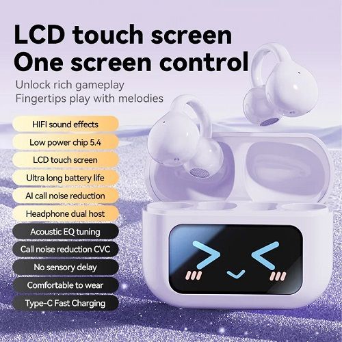 Bone Conduction Wireless Earphones BTV5.4 Touch Control Open Ear Clip Earphones For Sports Running Wireless Earbuds