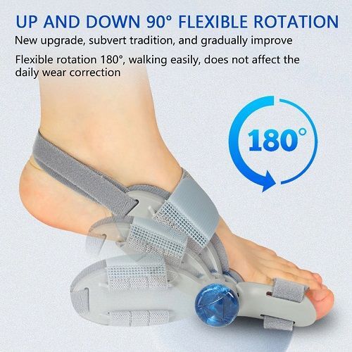 Bunion Corrector Unisex Big Toe Orthopedic Toe Straightener Anti-slip Heel Strap for Left & Right Feet Rotatable Toe Separator
