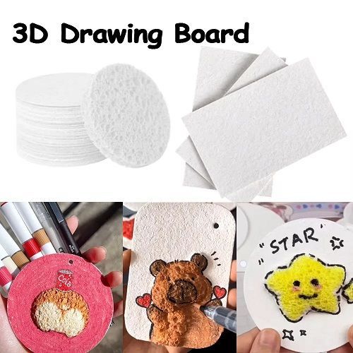 100Pcs 3D Drawing Magic Canvas Sponge Kids DIY Kids Painting Paper 3D Art Drawing Paper for Kids DIY Painting