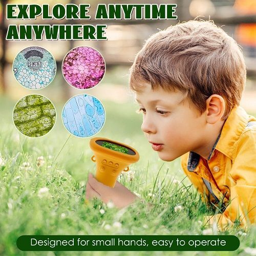 Microscope for Kids 1000X Mini Handheld Microscope with 2 Inch Screen LED Lights Portable Digital Microscope Lightweight Pocket