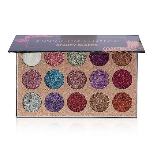 15 Colors Beauty Glazed Eyeshadow Palette Warm Neutral Matte Metallic Shimmer Glitter Shades Multiple Skin Tones All Day Wear