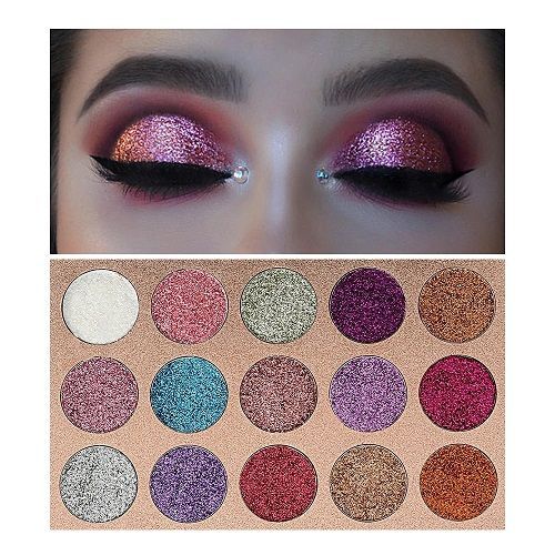 15 Colors Beauty Glazed Eyeshadow Palette Warm Neutral Matte Metallic Shimmer Glitter Shades Multiple Skin Tones All Day Wear