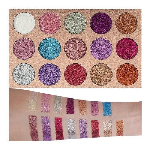 15 Colors Beauty Glazed Eyeshadow Palette Warm Neutral Matte Metallic Shimmer Glitter Shades Multiple Skin Tones All Day Wear