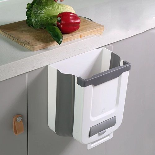 1PCS Kitchen Garbage Bin Hanging Foldable Household Sanitary Bin Cabinet Door Wall Mounted Storage Bin For Kitchen Trash Can
