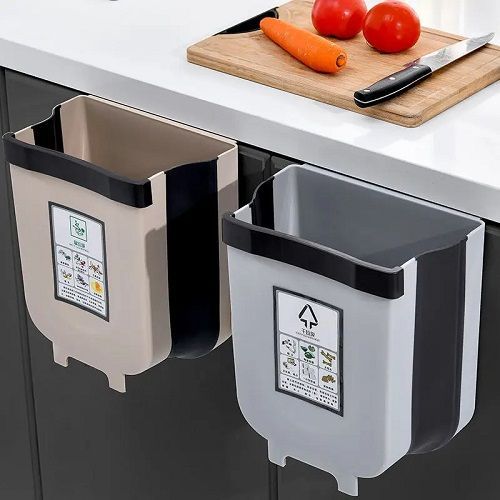 1PCS Kitchen Garbage Bin Hanging Foldable Household Sanitary Bin Cabinet Door Wall Mounted Storage Bin For Kitchen Trash Can