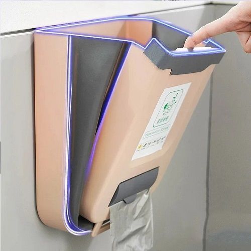 1PCS Kitchen Garbage Bin Hanging Foldable Household Sanitary Bin Cabinet Door Wall Mounted Storage Bin For Kitchen Trash Can