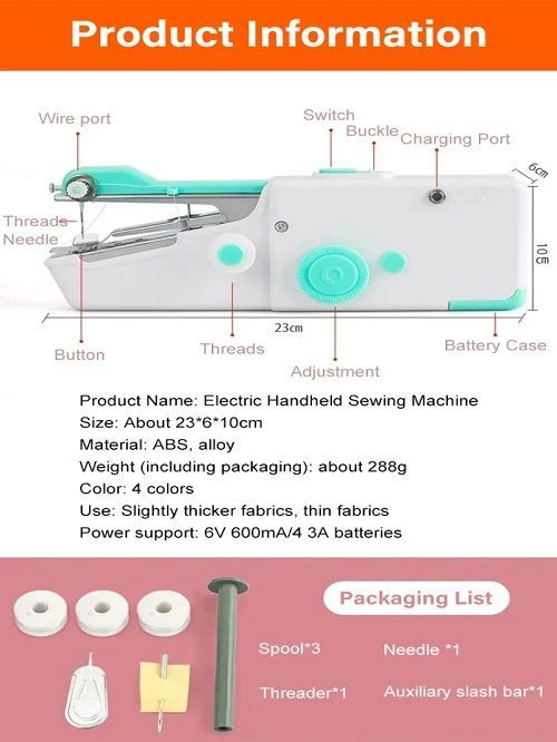 Handheld Sewing Machine Mini Electric Sewing Machine Portable Handheld Tailor Stitch Smart Electric
