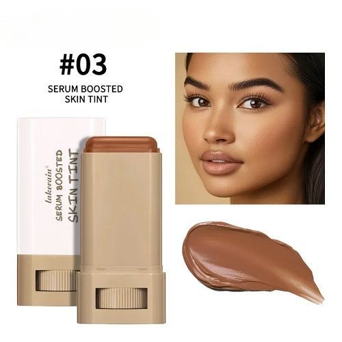 Stick Foundation Balm Serum Boosted Skin Tint Foundation Stick Smooth Plumper Hight Coverage Travel Bronze Foundation Makeup