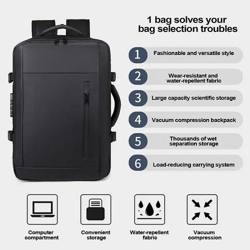Large-capacity Travel Vacuum Backpack Compression Bag Laptop Backpack Expand Hiking Vacuum Travel Waterproof Backpack