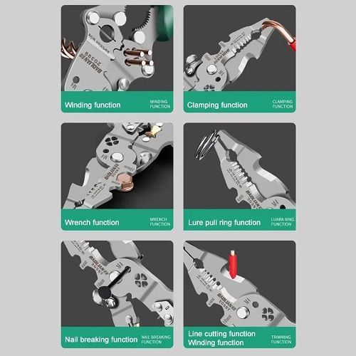 Foldable wire stripper pulley design multi-function electrician wire splitter wire winding pliers crimping pliers hand tool