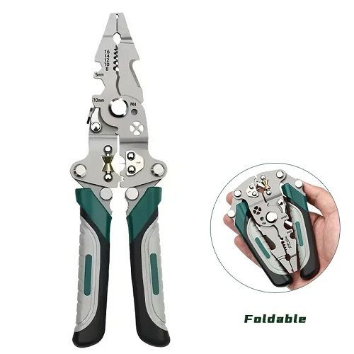 Foldable wire stripper pulley design multi-function electrician wire splitter wire winding pliers crimping pliers hand tool