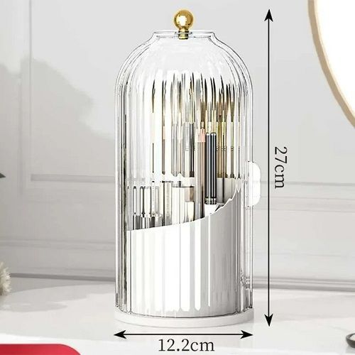 360° Rotating Makeup Brush Holder With Lid Luxury Cosmetic Organizer Lipstick Eyebrow Pencil Holder Eye Shadow Storage Box