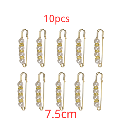 10pcs Broche Set Big Beads Fashion Clothing Brooches for Women Pearl Lapel Safety Sweater Coat Dress Pins Badge Buckle Accessories