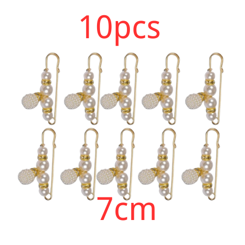 10pcs Broche Set Big Beads Fashion Clothing Brooches for Women Pearl Lapel Safety Sweater Coat Dress Pins Badge Buckle Accessories