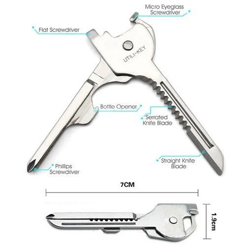 10pcs Outdoor Multifunction Tool Bottle Opener Screwdriver Key Shape Phillips Screwdriver Stainless Steel Pocket Repair Tool