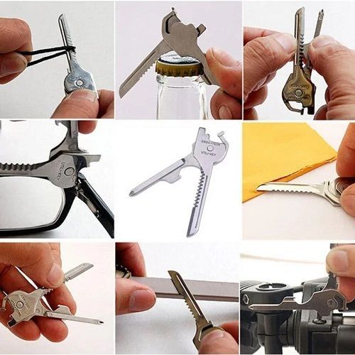 10pcs Outdoor Multifunction Tool Bottle Opener Screwdriver Key Shape Phillips Screwdriver Stainless Steel Pocket Repair Tool