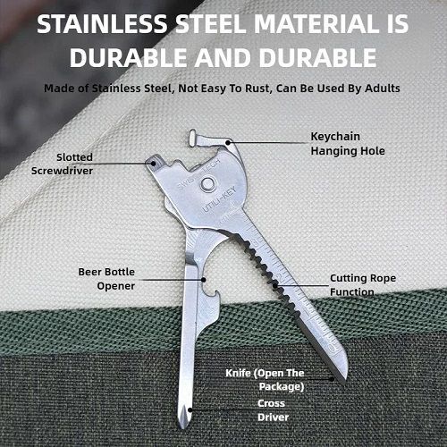10pcs Outdoor Multifunction Tool Bottle Opener Screwdriver Key Shape Phillips Screwdriver Stainless Steel Pocket Repair Tool