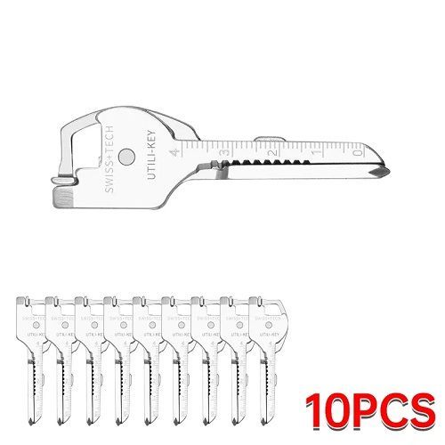 10pcs Outdoor Multifunction Tool Bottle Opener Screwdriver Key Shape Phillips Screwdriver Stainless Steel Pocket Repair Tool