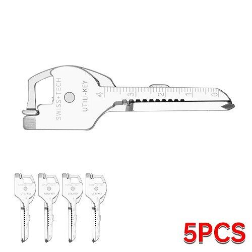 10pcs Outdoor Multifunction Tool Bottle Opener Screwdriver Key Shape Phillips Screwdriver Stainless Steel Pocket Repair Tool