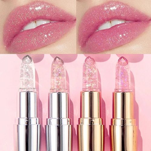 QIBEST Hot Glitter Transparent Lip Balm Colors Changing Lipstick Moisturizing Natural Shimmer Lips Plumper Gloss Lips Cosmetics