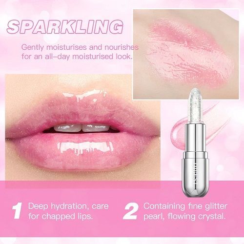 QIBEST Hot Glitter Transparent Lip Balm Colors Changing Lipstick Moisturizing Natural Shimmer Lips Plumper Gloss Lips Cosmetics