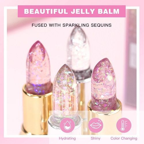 QIBEST Hot Glitter Transparent Lip Balm Colors Changing Lipstick Moisturizing Natural Shimmer Lips Plumper Gloss Lips Cosmetics