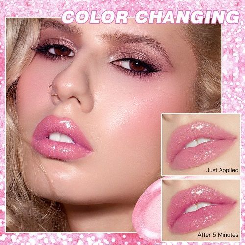 QIBEST Hot Glitter Transparent Lip Balm Colors Changing Lipstick Moisturizing Natural Shimmer Lips Plumper Gloss Lips Cosmetics