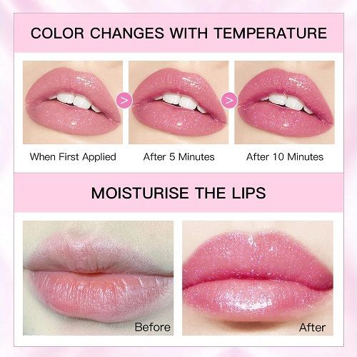 QIBEST Hot Glitter Transparent Lip Balm Colors Changing Lipstick Moisturizing Natural Shimmer Lips Plumper Gloss Lips Cosmetics