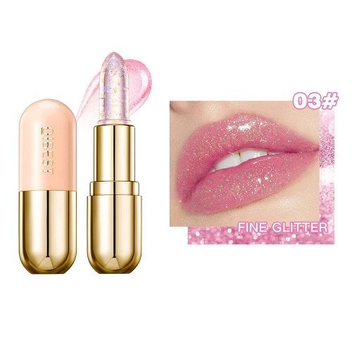 QIBEST Hot Glitter Transparent Lip Balm Colors Changing Lipstick Moisturizing Natural Shimmer Lips Plumper Gloss Lips Cosmetics
