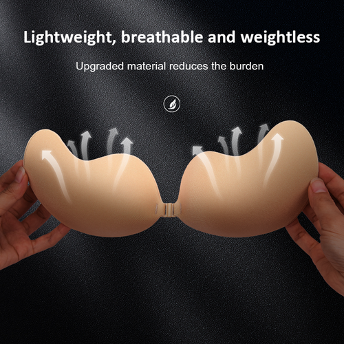 Matte Black Breast Lift Push Up Nippleless Strapless Bra Invisible Silicone Bra