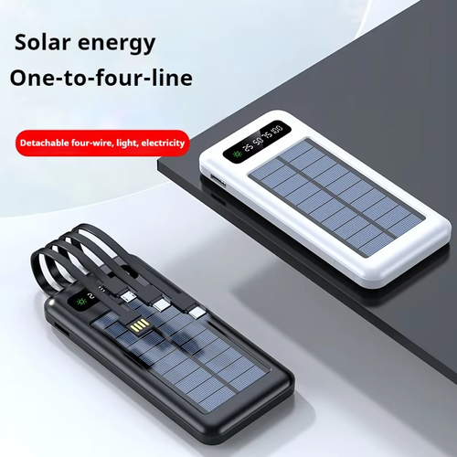 Dual USB dual input port lithium polymer built-in 4 cables solar mobile charger portable solar power pack