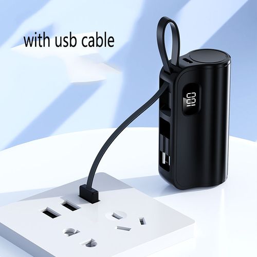 Miniature tail plug digital display capsule mobile power bank set with dual-head built-in cable mobile power bank set