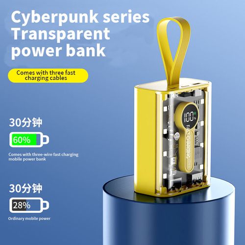 Transparent mobile power bank lithium-ion battery 20000 mAh mobile power bank smartphone external battery