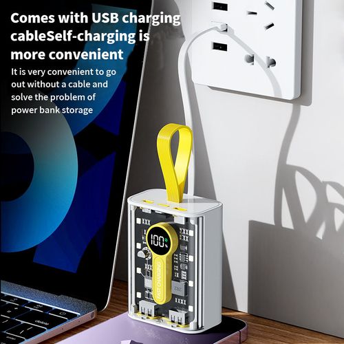Transparent mobile power bank lithium-ion battery 20000 mAh mobile power bank smartphone external battery