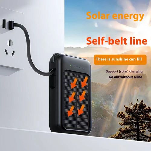 High-capacity 20,000 mAh solar power bank, suitable for Android and Apple devices with dual USB output