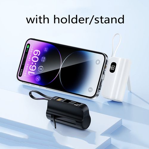 Miniature tail plug digital display capsule mobile power bank set with dual-head built-in cable mobile power bank set