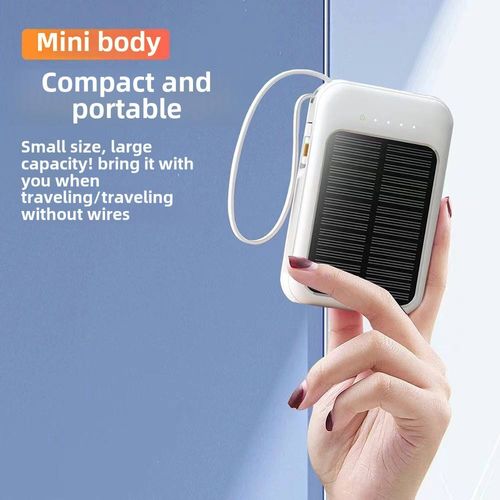 High-capacity 20,000 mAh solar power bank, suitable for Android and Apple devices with dual USB output