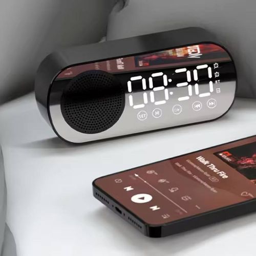 Digital alarm clock wireless Bluetooth speaker supports TF FM radio speaker subwoofer speaker desktop music player