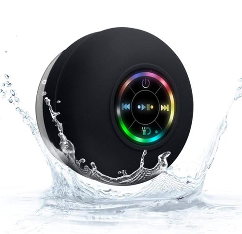 Mini Portable Bathroom Speaker with LED Light, Bluetooth Speaker with Light Function, Large Suction Cup, Waterproof