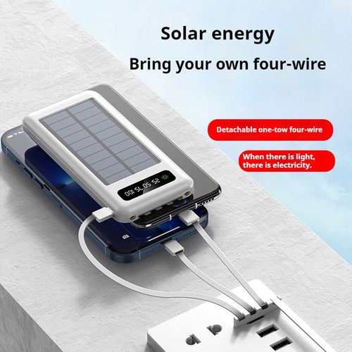 Dual USB dual input port lithium polymer built-in 4 cables solar mobile charger portable solar power pack
