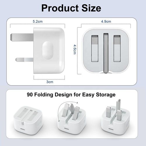 Foldable 20W Fast Charging Wall Charger with UK Plug
