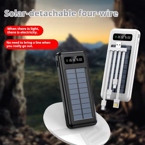 Dual USB dual input port lithium polymer built-in 4 cables solar mobile charger portable solar power pack