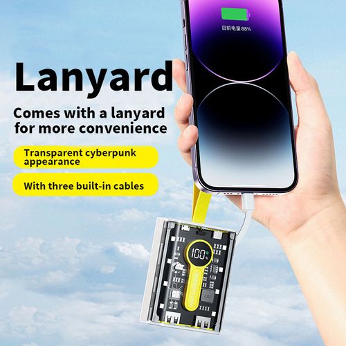 Transparent mobile power bank lithium-ion battery 20000 mAh mobile power bank smartphone external battery