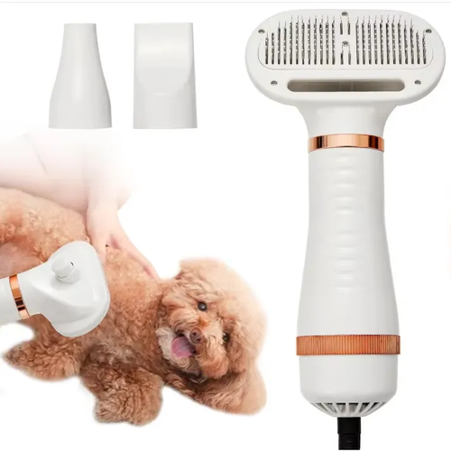 Three-in-one pet hair dryer brush, portable hair dryer for dogs and cats, hair combing brush, adjustable temperature, low. Middle. High. Long-lasting overheating protection
